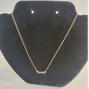 GUESS GOLD TONE INFINITY RHINESTONE CHARM CHAIN LINK NECKLACE